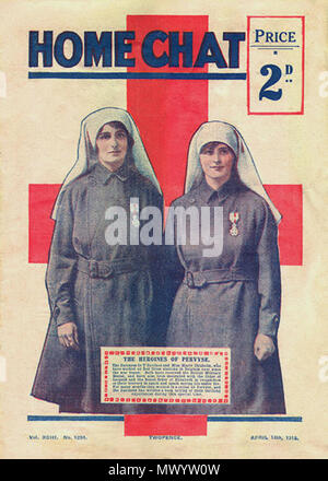 . Anglais : Elsie Knocker et Mairi Chisholm sur la couverture de 'chat' Accueil magazine Le héroïne de Pervyse . 11 avril 1918. Accueil Knockchis homechat Chat 344 Banque D'Images