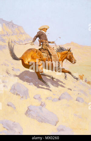 . Anglais : Frederic S. Remington (1861-1909) ; le cow-boy ; 1902 ; Huile sur toile ; Amon Carter Museum of American Art, Fort Worth, Texas, Collection ; Amon G. Carter 1961.382 . 17 mars 2011, 11:24:48 594 le Cowboy, 1902, par Frederic S. Remington Banque D'Images