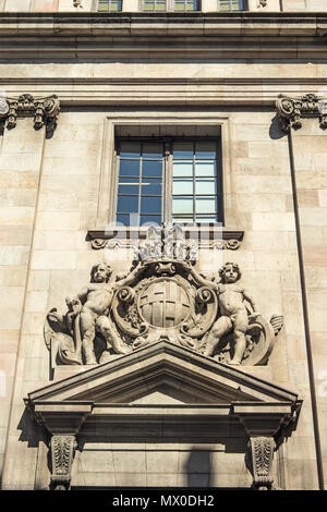 Détail des postes et télégraphes building à Barcelone, Catalogne, Espagne Banque D'Images