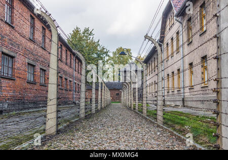 Auschwitz, Pologne - le camp d'extermination les plus mortelles plus pendant l'holocauste, et encore aujourd'hui une expérience inoubliable pour chaque visiteur Banque D'Images