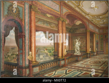 . Anglais : Caricature de l'intérieur du Palais d'Arenberg, Bruxelles. Huile sur toile, 300 x 420 cm. Peint par Georges Brasseur d'après un dessin de duc Engelbert-Marie d'Arenberg (1915). Il montre la galerie au-dessus de l'escalier de marbre construite en 1906, avec P. Plumier's statue de l'enlèvement de Perséphone par Hadès. Par les fenêtres, le palais de justice, l'église du Sablon, l'Hôtel de Ville et Palais d'Arenberg (bien que la perspective est à l'arrêt). 6 décembre 2014, 23:39:28. 116 anonyme caricature de l'intérieur du Palais d'Arenberg, Bruxelles (Georges Brasseur, 1915) Banque D'Images