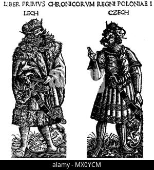 . Illustration de Chronica Polonorum . Maciej Miechowita 130 Chronica Polonorum Lech &AMP ; République tchèque Banque D'Images