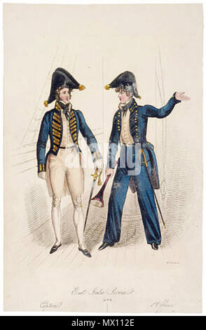 . Anglais : uniformes de l'Est de l'Inde, c. 1820 : le capitaine et le premier officier Source : ebay, décembre 2001 . 1820. Pas de 621 uniformes de la Service est de l'Inde Banque D'Images