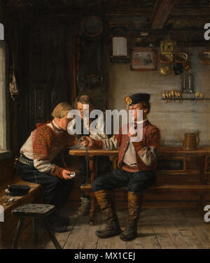. Anglais : Échange d'horloges. Huile sur toile, à bord 74x62 cm. Échange de montres est l'une des plus importantes de l'Arvid Liljelund peintures sur un thème Ostrobothnian. L'artiste a fait de nombreuses excursions dans la peinture d'été côte Ostrobothnian, qui était encore une région culturelle inconnus du grand public à l'époque. Comme sa peinture emplacement dans l'été de 1880, Liljelund a choisi de travailler à 30 miles au sud de la ville de Vaasa, dans la colonie de Korsnäs, où la population était toujours connu pour porter des costumes de fête colorée. Cet été s'est avéré être l'un de ses meilleurs creative p Banque D'Images