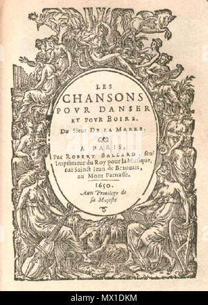 . Français : Les Chansons pour danser et pour boire de la marre (Paris, 1650). 1650. La Marre - Chansons pour danser et pour boire, 1650. 355 La Marre - Chansons 1650 Banque D'Images