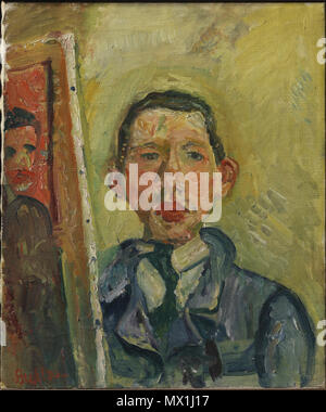 . Anglais : Chaïm Soutine, russe, active en France, 1893-1943 Autoportrait, ca. 1918 Huile sur toile 54,6 x 45,7 cm. (21 1/2 x 18 in.) SECTION : 80,7 x 71,1 cm (31 3/4 x 28 in.) La Fondation Henry et Rose Pearlman, le prêt à long terme à la Princeton University Art Museum L. .1988.62.23 vers 1918 12 1918, Soutine, Self Portrait Banque D'Images