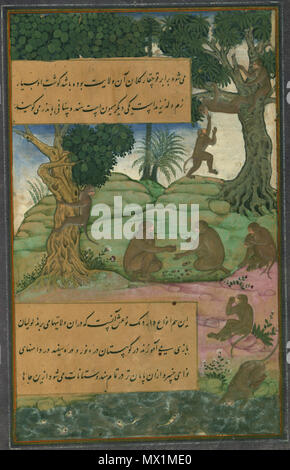 . Anglais : Illustrations à partir de l'Autographe de Baburnama (mémoires de Babur) - fin du 16e siècle Bāburnāma est les mémoires de Ẓahīr ud-Dīn Muḥammad Bābur (1483-1530), fondateur de l'empire de Mughal et une arrière-arrière-petit-fils de Tamerlan. Il s'agit d'un travail autobiographique, rédigé à l'origine dans la langue, connu de Chagatai Babur comme 'Turki" (sens) turques, la langue parlée de l'Andijan-Timurids. En raison de l'origine culturelle de Babur, sa prose est très Persianized dans sa structure des phrases, la morphologie et le vocabulaire,et contient aussi beaucoup de phrases et de petits poèmes en persan. Au cours de Empero Banque D'Images