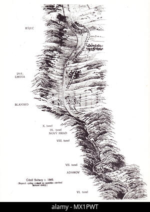 . Rytiny vydané Reprodukce Čeština : na památku otevření železniční dráhy . 1 mai 2012, 09:40:50. Pas de ligne de chemin de fer Adamov-Rajec 1849 511 Banque D'Images