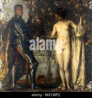 . Adam und Eva à moderner Auffassung und Ritter und Junges (Weib), Öl auf Leinwand. 189 x 186 cm. Links unten signiert. 19e ou 20e siècle. Carl von Marr (1858-1936) 113 Carl Marr Adam und Eva Banque D'Images