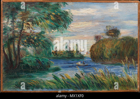 . Pierre Auguste Renoir : anglais, français, 1841-1919 Rivière paysage Huile sur toile 16 x 24,2 cm. (6 1/2 x 9 5/16 in.) SECTION : 32,5 × 40 × 6,4 cm (12 13/16 × 15 × 3/4 2 1/2 in.) Don de J. Lionberger Davis, classe de 1900 y1968-1 . avant 1919 11 1887, Renoir, rivière Paysage Banque D'Images