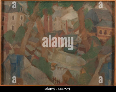 . Español : Obra "Paisaje' del Pintor uruguayo Rafael Barradas (1890-1929) Óleo sobre cartón de 47 cm de haut x 63 cm de ancho, realizado entre 1918 y 1923. La obra de Fotografía tomada por Eduardo Baldizan. . Entre 1918 y 1923 511 Rafael Barradas - Paisaje Banque D'Images