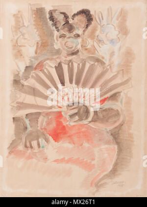 . Español : Obra 'Negra del Abanico' del Pintor uruguayo Rafael Barradas (1890-1929) Acuarela sobre papel de 64 cm de haut x 48 cm de ancho, realizado en 1928. La obra de Fotografía tomada por Eduardo Baldizan. 1928. Rafael Barradas (1890-1929) 510 Rafael Barradas - Negra del abanico Banque D'Images