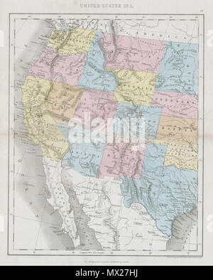 . United States n° 2. Anglais : Cette carte montre colorée à la main la moitié ouest des États-Unis dont le Texas, Arizona, Californie, l'Utah et le Nevada. La carte a été faite en 1864 par le cartographe anglais Mackenzie. Il montre l'Arizona s'étendant dans ce qui est aujourd'hui le sud du Nevada. L'Utah a deux villes importantes, Fillmore et Salt Lake City. Salt Lake City est la capitale. Les Dakotas pas être divisée. . 186491864 Carte Douaire de l'ouest des États-Unis - Geographicus - WesternUSA-951-1860 douaire Banque D'Images