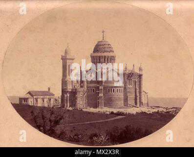 . English : tirage sur papier albuminé d'après un négatif sur autrey . 1860. Alary 450 Notre Dame d'Afrique en construction (vers 1860) Banque D'Images