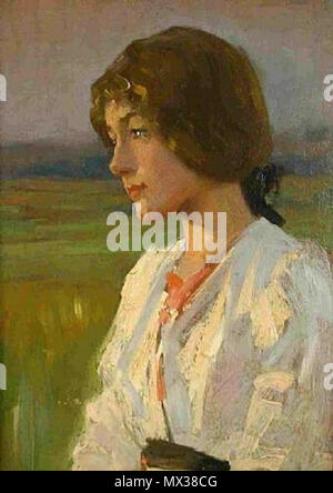 . Portrait d'une fille au crépuscule . Date inconnue. Alexander Mann (1853-1908) 36 Alexander Mann - Portrait of a Girl at Dusk Banque D'Images