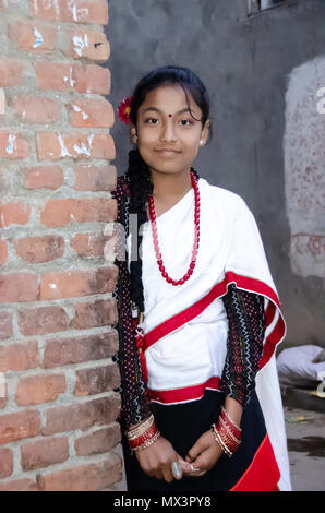 Jeune fille de Bhaktapur, Népal Banque D'Images