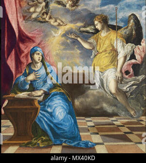 . L'annonciation . vers 1576. El Greco (1541-1614) Nom de naissance Autres noms : Domenikos Theotokópoulos Ελληνικά : Δομήνικος Θεοτοκόπουλος Spanish-Italian Description peintre, sculpteur, architecte et artiste Date de naissance/décès 1 Octobre 1541 7 avril 1614 Lieu de naissance/décès Crète Tolède Tolède lieu de travail, la Crète, Venise, Rome contrôle d'autorité : Q301 : 100215785 VIAF ISNI : 0000 0001 2283 440X ULAN : 500010916 RCAC : n81070611 36566544 48 NLA : WorldCat Annonciation - Rl Greco - Musée Thyssen-Bornemisza Banque D'Images