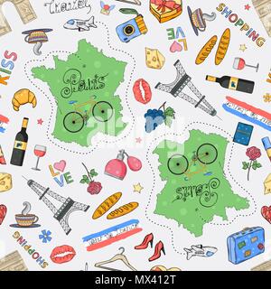 Tour de France avec la carte de couleurs modèle fond blanc ona isolés Illustration de Vecteur