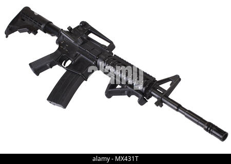 Fusil d'assaut M4 isolé sur fond blanc Banque D'Images