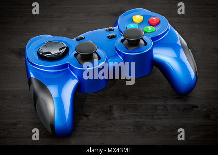 Gamepad, contrôleur de jeu sur la table en bois. Le rendu 3D Banque D'Images