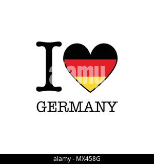 J'aime l'Allemagne. Forme de coeur sur l'icône du drapeau national Illustration de Vecteur