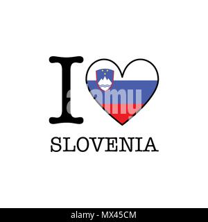J'adore la Slovénie. Forme de coeur sur l'icône du drapeau national Illustration de Vecteur