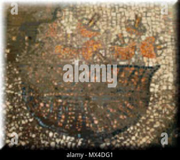 . Mosaïque de champignons rouge, trouvé dans la Basilique d'Aquilée en Italie du nord. La section de la mosaïque qui affiche ces champignons se trouve dans le nord de l'oratoire de l'hall, qui est la partie la plus ancienne de la basilique, datant de 330 avant notre ère. avant 330 Ma. Anonymous 54 champignons Aquileia Banque D'Images