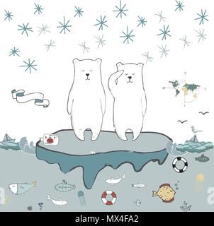 L'ours polaire sur la banquise carte cadeau vecteur Illustration de Vecteur