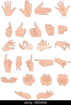 Illustration des différentes positions des mains d'art de la ligne. Illustration de Vecteur