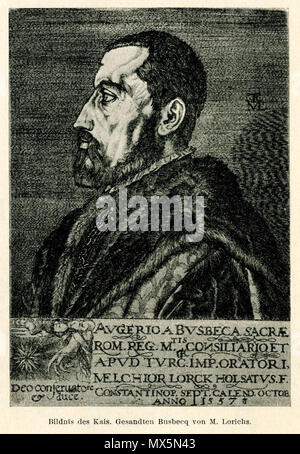 . Anglais : Melchior Lorichs,. Konstantinopel Unter dem Grossen aufgenommen Sultan Suleiman dans Jahre 1559 durch Melchior Lorichs aus Flensburg nach der Handzeihnung Üniversitats-Bibliotek des Künstlers dans der zu Leiden, Munich, R. Oldenbourg, 1902 . 1559. Melchior Lorck 85 Bildnis des Kais Gesandten Busbecq von M Lorichs Melchior Lorck - - 1559 Banque D'Images