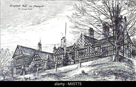 . Anglais : Esquisse de l'extrémité sud de w:Bramall Hall. 1883. Thomas Raffles Davison (illustrateur) ; mort le 5 mai 1937 2 96 Bramall Banque D'Images