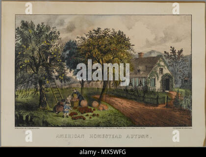 . Homestead américain Automne . Entre 1868 et 1869 99 Le Musée de Brooklyn - American Homestead Automne - Currier Ives Banque D'Images