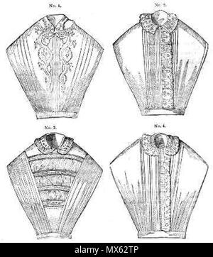 . Illustration de chemisettes de Godey's Lady's Book pour avril 1850. Avril 1850. Ce fichier n'est pas informations sur l'auteur. 126 Chemisettes godeys Apr1850 Banque D'Images
