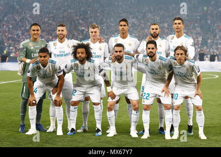 Groupe de l'équipe du Real Madrid (Real), le 26 mai 2018 - Football : Football / Ligue des Champions match final entre le Real Madrid CF 3-1 FC Liverpool au sein du CNS Olimpiyskyi à Kiev, Ukraine. (Photo de Mutsu Kawamori/AFLO) [3604] Banque D'Images