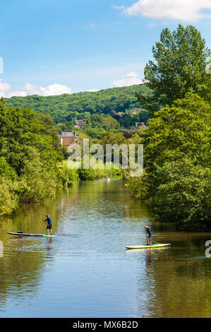 Batheaston, Somerset, UK weather. 3e juin 2018. Les personnes bénéficiant de l'accueil chaleureux, beau temps par la rivière Avon sur un dimanche après-midi d'été. Crédit : Richard Wayman/Alamy Live News Banque D'Images