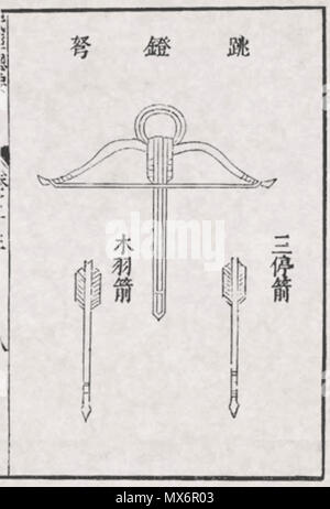 . Dessin ancien d'une arbalète chinois . Miborovsky 147 illustration de l'Arbalète Banque D'Images