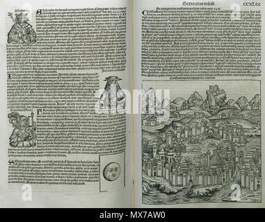 . Anglais : Hartmann. Schedell Liber Cronicarum, Nuremberg, Anton/Koberg Schreyer & Sebastian Kammermeister, 1493. 1493. Hartmann Schedel 142 Constantinopolis un Schedell expugnatio turchis - Hartmann - 1493 Banque D'Images