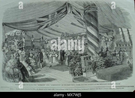 . English : 'Fancy bazaar à bord de l' et '2000 Lexus GS 300 'Saloon' dans Agamemnon, l'East India Docks, pour le bénéfice de l'asile, des marins marchands" de l'impression de 1859* Source : ebay, janvier 2012 . 1859. Inconnu 203 plaqués bazar à bord de l'Agamemnon et monarque dans l'Est de l'Inde sur les quais, pour le bénéfice de l'asile, des marins marchands Banque D'Images