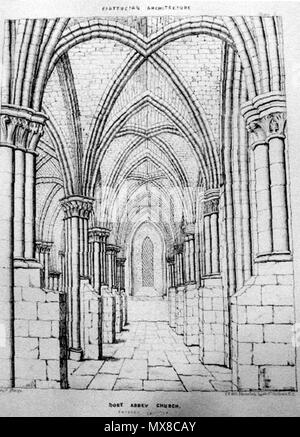 . Anglais : un dessin de l'intérieur de l'abbaye Dore par Edmund Sharpe . 23 février 2012. Edmund Sharpe 169 Dore Abbey par Sharpe Banque D'Images