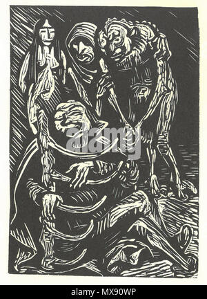 . Deutsch : 2. Holzschnitt aus dem Buch mit Holzschnitten "Walpurgisnacht" von Ernst Barlach nach dem Text aus Goethes Faust I . Ernst Barlach (1870 - 1938) 249,Goethe Barlach, Walpurgisnacht, Der Harfner Banque D'Images