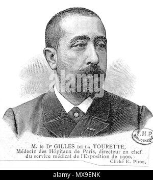 . Anglais : Portrait de Georges Gilles de la Tourette (1857-1904). 1900. Inconnu, la plaque a été photographié par un E. Pirou qui pourrait être Eugène Pirou (1841-1909). 240 Georges Gilles de la Tourette cleanup Banque D'Images