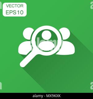 Recherche d'emploi et employés, des activités, des ressources humaines dans l'icône de style plat. Recherchez les gens avec ombre portée de l'illustration. Groupe de discussion, relations publiques Illustration de Vecteur