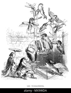 . Anglais : Illustration de "Un Autre Monde" par l'artiste français Grandville, chapitre XIX. Deutsch : Illustration aus 'Un Autre Monde' ('Eine andere Welt') von dem französischen Künstler Grandville, chapitre XIX. 1844. J. J. Grandville 253 Grandville, Autre Monde, Vogelheerd Banque D'Images