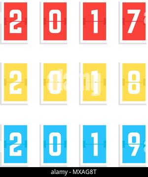 Les numéros de l'année tableau de 2017 à 2019 Illustration de Vecteur