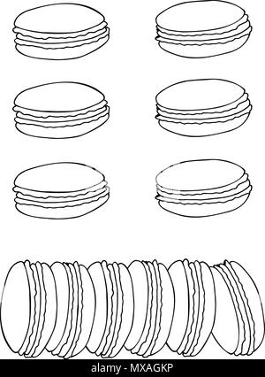 Biscuits macaron isolé sur fond blanc. Savoureux et doux modèle vecteur pour la cuisine et le menu du restaurant. Illustration de Vecteur