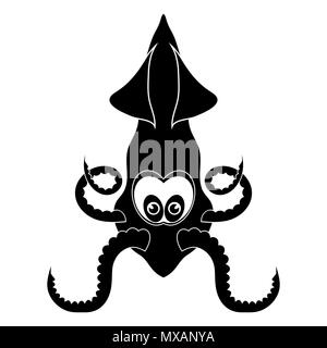 Calmar européen Silhouette. Mignon de fruits de mer. Sous l'eau des animaux. Monstre de mer Banque D'Images