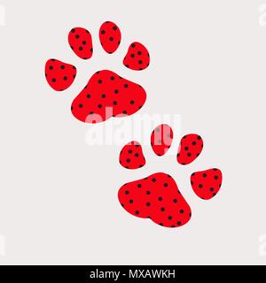 Patte de chien rouge sur fond blanc. EPS 10 Illustration de Vecteur
