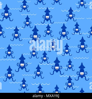 Calmar européenne transparente Silhouette tendance. Mignon de fruits de mer. Sous l'eau des animaux. Monstre de mer Banque D'Images