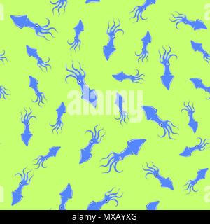 Calmar européenne transparente Silhouette sur fond jaune. Mignon de fruits de mer. Sous l'eau des animaux. Monstre de mer Banque D'Images