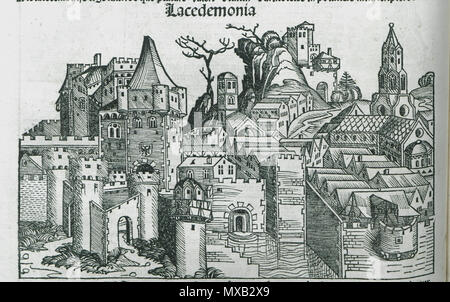 . Anglais : Hartmann. Schedell Liber Cronicarum, Nuremberg, Anton/Koberg Schreyer & Sebastian Kammermeister, 1493. 1493. Hartmann Schedel 356 Lacedemonia Schedell - Hartmann - 1493 Banque D'Images